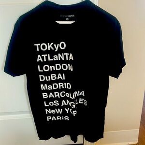 Black shirt with major cities